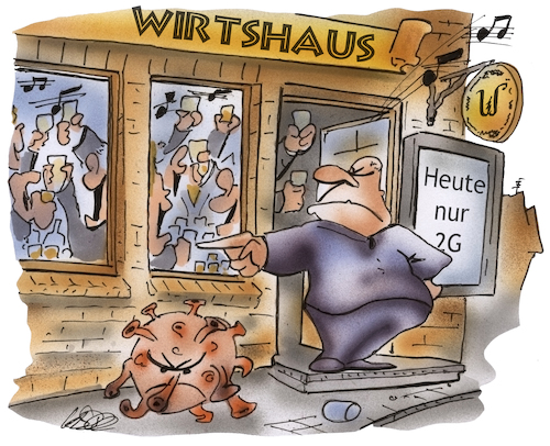 Cartoon: 2G in Gaststätten (medium) by HSB-Cartoon tagged corona,g1,g2,geimpft,genesen,getestet,covid19,gaststätte,gaststättenverordnung,lockdown,karrikatur,pandemie,gastwirt,impfung,impfschutz,gastronom,gastronomie,lokal,bar,kneipe,restaurant,corona,g1,g2,geimpft,genesen,getestet,covid19,gaststätte,gaststättenverordnung,lockdown,karrikatur,pandemie,gastwirt,impfung,impfschutz,gastronom,gastronomie,lokal,bar,kneipe,restaurant