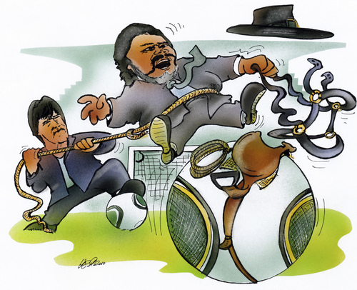 Cartoon: Deutschland vs Argentinien (medium) by HSB-Cartoon tagged soccer,football,fußball,löw,maradona,trainer,deutschland,gdermany,argentinien,argentina,gaucho,sport,pferd,wm,wm2010,wc,wc2010,südafrika,fifa,viertelfinale,weltmeister,weltmeisterschaft,airbrush,karikatur,cartoon,fußball,löw,maradona,trainer,deutschland,argentinien