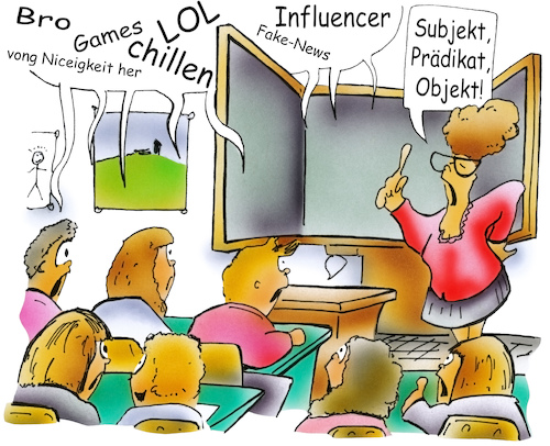 Cartoon: Deutschunterricht (medium) by HSB-Cartoon tagged deutsch,deutschunterricht,sprache,satzbildung,schule,schulfach,schulunterricht,lehrerin,schüler,tafel,schulklasse,lol,chillen,satzbau,subjekt,prädikat,nomen,cartoon,cartonist,cartoonzeichner,deutsch,deutschunterricht,sprache,satzbildung,schule,schulfach,schulunterricht,lehrerin,schüler,tafel,schulklasse,lol,chillen,satzbau,subjekt,prädikat,nomen,cartoon,cartonist,cartoonzeichner