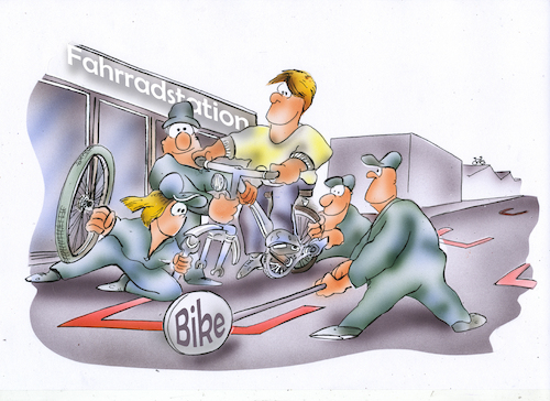 Cartoon: Fahrradstation (medium) by HSB-Cartoon tagged radfahrer,radstation,fahrradstation,fahrradhändler,fahrradgeschäft,zweiradmechaniker,rennrad,radler,rad,fahrrad,treckingrad,radtouren,bicycle,radsport,cartoon,bike,radfahrer,radstation,fahrradstation,fahrradhändler,fahrradgeschäft,zweiradmechaniker,rennrad,radler,rad,fahrrad,treckingrad,radtouren,bicycle,radsport,cartoon,bike