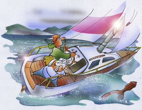 Cartoon: heeled sailboat (medium) by HSB-Cartoon tagged sailing,heeled,sailboat,sea,ocean,weather,storm,thunder,couple,sailor,segeln,segelboot,unwetter,meer,ozean,boot,schiff,wind,airbrush,illustration,segeln,meer,wasser,sport,wasserstport,wetter