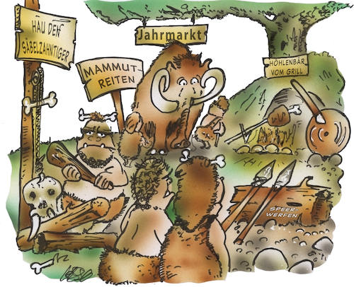 Cartoon: Jahrmarkt (medium) by HSB-Cartoon tagged jahrmarkt,kirmes,attraktionen,schausteller,schaugeschäfte,fahrgeschäft,steinzeit,urzeit,steinzeitmensch,neandertaler,mammut,homo,sapiens,vergnügen,jahrmarktbesuch,jahrmarkt,kirmes,attraktionen,schausteller,schaugeschäfte,fahrgeschäft,steinzeit,urzeit,steinzeitmensch,neandertaler,mammut,homo,sapiens,vergnügen,jahrmarktbesuch