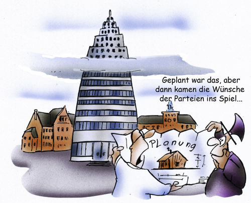 Cartoon: öffentlicher Bau (medium) by HSB-Cartoon tagged politik,politiker,partei,parteien,bau,baustelle,bauplanung,geld,finanzen,wolkenkratzer,ausgaben,architkt,architektur,airbrush,parteien,partei,baustelle,bau,bauplanung,geld,finanzen,wolkenkratzer,ausgaben,architektur