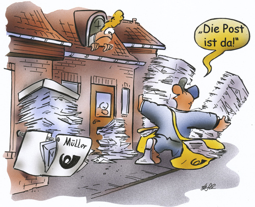 Cartoon: Post ist da (medium) by HSB-Cartoon tagged post,postbote,paket,brief,briefkasten,päckchen,postbotin,postaustragung,post,postbote,paket,brief,briefkasten,päckchen,postbotin,postaustragung