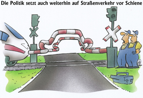 Cartoon: Straße vor Schiene (medium) by HSB-Cartoon tagged starße,strasse,verkehr,zug,schiene,bahnschranke,andreaskreuz,ice,lok,politik,verkehrspolitik,cartoon,caricature,karikatur,hsb,airbrush,strasse,verkehr,lok,verkehrspolitik