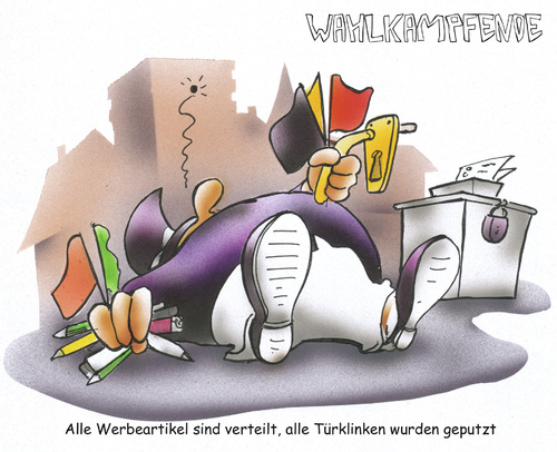 Cartoon: Wahlkampfende (medium) by HSB-Cartoon tagged wahl,wahlen,wahlkampf,wähler,wahlkampagne,politik,politiker,wahlurne,grüne,cdu,fdp,spd,piraten,linke,merchandising,merchandisingartikel,bürger,airbrush,wahl,wahlkampf,wahlen,wähler,wahlkampagne