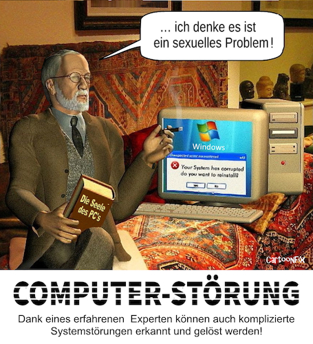 Cartoon: Computer Störung 2024 (medium) by Cartoonfix tagged 2024,weltweite,computer,stoerung,software,update,problem