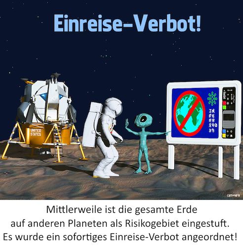 Cartoon: Einreise-Verbot (medium) by Cartoonfix tagged einreise,verbot,corona,risikogebiet,erde