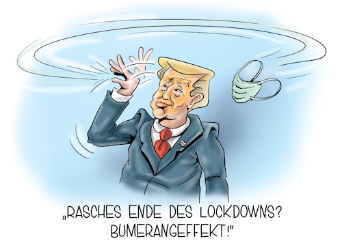 Cartoon: Amerika ende des Lockdowns (medium) by Mirco Tomicek tagged amerika,bumerangeffekt,corona,trump,donald,covid19,lockdown,tomicek,karikatur,schutzmaske,mundschutz,amerika,bumerangeffekt,corona,trump,donald,covid19,lockdown,tomicek,karikatur,schutzmaske,mundschutz,usa,potus,maske