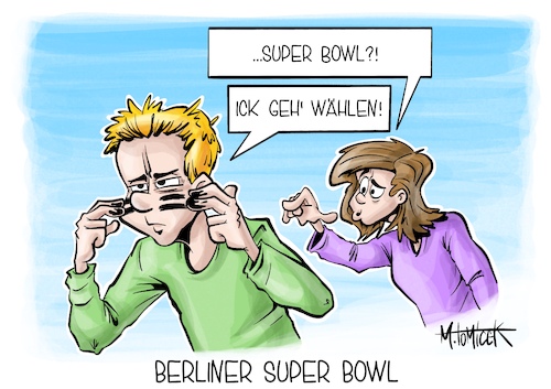 Cartoon: Berliner Super Bowl (medium) by Mirco Tomicek tagged berlin,wahl,berliner,wahlen,gewählt,wahlchaos,september,2021,abgeordnetenhaus,super,bowl,american,football,sport,cartoon,karikatur,pressekarikatur,mirco,tomicek,berlin,wahl,berliner,wahlen,gewählt,wahlchaos,september,2021,abgeordnetenhaus,super,bowl,american,football,sport,cartoon,karikatur,pressekarikatur,mirco,tomicek