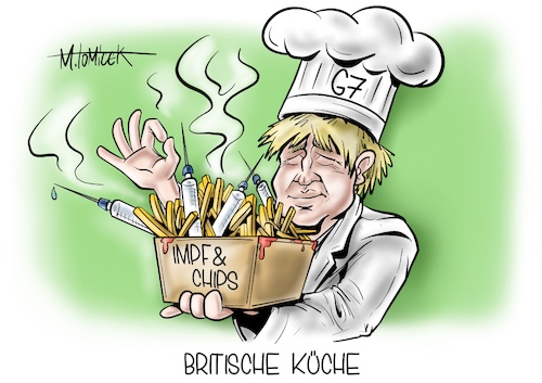 Cartoon: Britische Küche (medium) by Mirco Tomicek tagged g7,staaten,gipfel,boris,johnson,impfungen,impfung,impfdosen,impfstoff,dosen,milliarden,hilfspaket,paket,hilfe,arme,länder,ärmere,corona,pandemie,coronapandemie,virus,cornwall,britisch,britannien,großbritannien,cartoon,karikatur,pressekarikatur,mirco,tomicek,g7,staaten,gipfel,boris,johnson,impfungen,impfung,impfdosen,impfstoff,dosen,milliarden,hilfspaket,paket,hilfe,arme,länder,ärmere,corona,pandemie,coronapandemie,virus,cornwall,britisch,britannien,großbritannien,cartoon,karikatur,pressekarikatur,mirco,tomicek