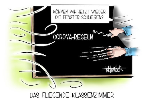 Cartoon: Das fliegende Klassenzimmer (medium) by Mirco Tomicek tagged schule,schulen,lüften,luft,fenster,auf,querlüften,offen,umwelt,umweltbundesamt,kultusminister,kultusministerkonferenz,corona,coronavirus,pandemie,virus,viren,infektion,ansteckungsgefahr,aerosole,verteilen,wind,mundschutz,atemmaske,vorkehrung,regeln,coronaregeln,maßnahmen,maßnahme,cartoon,karikatur,pressekarikatur,mirco,tomicek,schule,schulen,lüften,luft,fenster,auf,querlüften,offen,umwelt,umweltbundesamt,kultusminister,kultusministerkonferenz,corona,coronavirus,pandemie,virus,viren,infektion,ansteckungsgefahr,aerosole,verteilen,wind,mundschutz,atemmaske,vorkehrung,regeln,coronaregeln,maßnahmen,maßnahme,cartoon,karikatur,pressekarikatur,mirco,tomicek