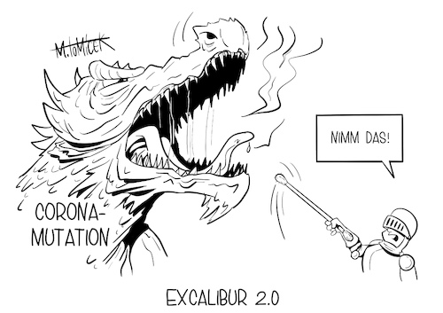 Cartoon: Excalibur 2.0 (medium) by Mirco Tomicek tagged corona,covid19,einreise,einreiseverordnung,verordnung,verordnungen,einreiseverbot,reise,flug,fliegen,flugzeuge,flieger,flugplatz,virus,mutation,viren,mutiert,impfung,impfen,impfstoff,impfpflicht,geimpft,erkrankung,beschränkung,erklärung,regierungserklärung,strategie,drache,excalibur,test,testen,cartoon,karikatur,pressekarikatur,mirco,tomicek,corona,covid19,einreise,einreiseverordnung,verordnung,verordnungen,einreiseverbot,reise,flug,fliegen,flugzeuge,flieger,flugplatz,virus,mutation,viren,mutiert,impfung,impfen,impfstoff,impfpflicht,geimpft,erkrankung,beschränkung,erklärung,regierungserklärung,strategie,drache,excalibur,test,testen,cartoon,karikatur,pressekarikatur,mirco,tomicek