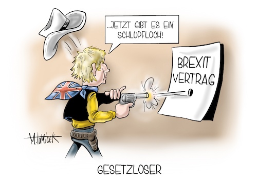 Cartoon: Gesetzloser (medium) by Mirco Tomicek tagged brexit,vertrag,verletzung,eu,europa,europäische,union,streit,rechtliche,schritte,großbritannien,gb,england,austrittsvertrag,gesetz,schlupfloch,boris,johnson,lucky,luke,ursula,von,der,leyen,karikatur,cartoon,pressekarikatur,mirco,tomicek,brexit,vertrag,verletzung,eu,europa,europäische,union,streit,rechtliche,schritte,großbritannien,gb,england,austrittsvertrag,gesetz,schlupfloch,boris,johnson,lucky,luke,ursula,von,der,leyen,karikatur,cartoon,pressekarikatur,mirco,tomicek