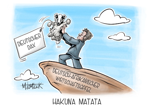 Cartoon: Hakuna Matata (medium) by Mirco Tomicek tagged wirtschaftsgipfel,wirtschaft,gipfel,robert,habeck,afrika,kenia,deutsch,afrikanisch,industrie,dax,knackt,20000,punkte,höhenflug,rekord,könig,der,löwen,hakuna,matata,karikatur,pressekarikatur,cartoon,mirco,tomicek,wirtschaftsgipfel,wirtschaft,gipfel,robert,habeck,afrika,kenia,deutsch,afrikanisch,industrie,dax,knackt,20000,punkte,höhenflug,rekord,könig,der,löwen,hakuna,matata,karikatur,pressekarikatur,cartoon,mirco,tomicek