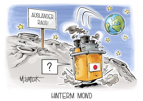 Cartoon: Hinterm Mond (medium) by Mirco Tomicek tagged mond,mondsonde,sonde,weltraum,all,japan,mondfahrt,slim,rechts,rechtsextremismus,demos,demonstrationen,migration,strike,afd,politik,karikatur,pressekarikatur,cartoon,mirco,tomicek,mond,mondsonde,sonde,weltraum,all,japan,mondfahrt,slim,rechts,rechtsextremismus,demos,demonstrationen,migration,strike,afd,politik,karikatur,pressekarikatur,cartoon,mirco,tomicek