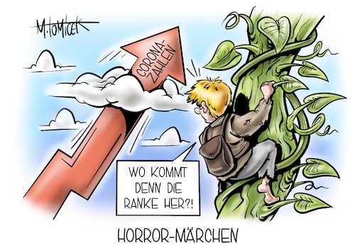 Cartoon: Horror-Märchen (medium) by Mirco Tomicek tagged robert,koch,institut,rki,infektionen,inzidenz,inzidenzwert,corona,pandemie,ansteckungen,infizierte,infekt,infektion,omikron,variante,virus,fallzahlen,coronazahlen,coronatest,test,bohnenranke,märchen,cartoon,karikatur,pressekarikatur,mirco,tomicek,robert,koch,institut,rki,infektionen,inzidenz,inzidenzwert,corona,pandemie,ansteckungen,infizierte,infekt,infektion,omikron,variante,virus,fallzahlen,coronazahlen,coronatest,test,bohnenranke,märchen,cartoon,karikatur,pressekarikatur,mirco,tomicek