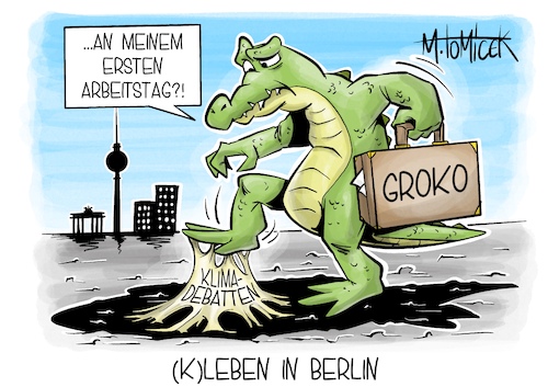 Cartoon: K-leben in Berlin (medium) by Mirco Tomicek tagged berlin,große,koalition,cdu,spd,groko,politik,klima,proteste,protest,klimaschutz,klimakleber,kleber,klebstoff,festkleben,demo,straße,umwelt,krokodil,cartoon,karikatur,pressekarikatur,mirco,tomice,berlin,große,koalition,cdu,spd,groko,politik,klima,proteste,protest,klimaschutz,klimakleber,kleber,klebstoff,festkleben,demo,straße,umwelt,krokodil,cartoon,karikatur,pressekarikatur,mirco,tomice