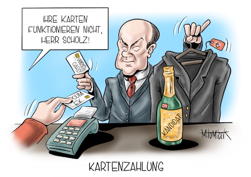 Cartoon: Kartenzahlung (medium) by Mirco Tomicek tagged olaf,scholz,spd,kanzlerkandidat,kanzler,kandidat,unter,druck,finanzminister,finanzproblem,cum,ex,wirecard,skandal,befragung,geld,finanzen,kanzlerfrage,kanzleramt,karten,kartenzahlung,karikatur,cartoon,mirco,tomicek,olaf,scholz,spd,kanzlerkandidat,kanzler,kandidat,unter,druck,finanzminister,finanzproblem,cum,ex,wirecard,skandal,befragung,geld,finanzen,kanzlerfrage,kanzleramt,karten,kartenzahlung,karikatur,cartoon,mirco,tomicek