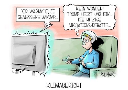 Cartoon: Klimabericht (medium) by Mirco Tomicek tagged klima,klimaschutz,klimabericht,klimaschutzpolitik,wärmster,januar,warm,wärme,donald,trump,us,usa,politik,amerika,migration,migrationspolitik,debatte,asyl,asylpolitik,wahlkampf,wahlen,karikatur,pressekarikatur,cartoon,mirco,tomicek,klima,klimaschutz,klimabericht,klimaschutzpolitik,wärmster,januar,warm,wärme,donald,trump,us,usa,politik,amerika,migration,migrationspolitik,debatte,asyl,asylpolitik,wahlkampf,wahlen,karikatur,pressekarikatur,cartoon,mirco,tomicek