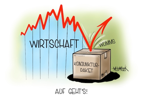 Cartoon: Konjunkturpaket Sprungbrett (medium) by Mirco Tomicek tagged konjunkturpaket,wirtschaft,dax,deutschland,groko,große,koalition,tomicek,konjunktur,paket,corona,rettung,mehrwertsteuer,steuer,kindergeld,umsatz,familie,euro,konjunkturpaket,wirtschaft,dax,deutschland,groko,große,koalition,tomicek,konjunktur,paket,corona,rettung,mehrwertsteuer,steuer,kindergeld,umsatz,familie,euro