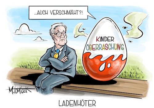 Cartoon: Ladenhüter (medium) by Mirco Tomicek tagged bundespräsident,frank,walter,steinmeier,ablehnung,abgelehnt,besuch,ukraine,kiew,olaf,scholz,waffenlieferung,lieferung,waffen,russland,krieg,kinder,überraschungseier,überraschungsei,überraschung,schokolade,salmonellen,oster,ei,osterei,ostern,karikatur,pressekarikatur,cartoon,mirco,tomicek,bundespräsident,frank,walter,steinmeier,ablehnung,abgelehnt,besuch,ukraine,kiew,olaf,scholz,waffenlieferung,lieferung,waffen,russland,krieg,kinder,überraschungseier,überraschungsei,überraschung,schokolade,salmonellen,oster,ei,osterei,ostern,karikatur,pressekarikatur,cartoon,mirco,tomicek