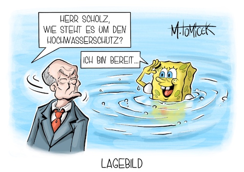 Cartoon: Lagebild (medium) by Mirco Tomicek tagged olaf,scholz,hochwasser,gebiete,hochwassergebiet,hochwasserschutz,schutz,regen,dauerregen,wasser,deiche,hochwasserlage,niedersachsen,spongebob,schwammkopf,karikatur,pressekarikatur,cartoon,mirco,tomicek,olaf,scholz,hochwasser,gebiete,hochwassergebiet,hochwasserschutz,schutz,regen,dauerregen,wasser,deiche,hochwasserlage,niedersachsen,spongebob,schwammkopf,karikatur,pressekarikatur,cartoon,mirco,tomicek