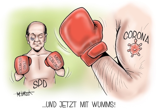 Cartoon: MwSt. Senkung (medium) by Mirco Tomicek tagged konjunkturpaket,mwst,wumms,groko,senkung,mehrwertsteuer,konjunktur,paket,corona,covid19,umsatz,spd,olaf,scholz,karikatur,cartoon,mirco,tomicek,konjunkturpaket,mwst,wumms,groko,senkung,mehrwertsteuer,konjunktur,paket,corona,covid19,umsatz,spd,olaf,scholz,karikatur,cartoon,mirco,tomicek