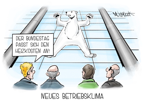 Cartoon: Neues Betriebsklima (medium) by Mirco Tomicek tagged bundestag,sommer,winter,klima,klimaanlage,heizen,heizkosten,kosten,gas,gaspreise,heizung,geheizt,wärme,klimaschutz,energien,energiewende,greenwasching,ukraine,krieg,russland,eisbär,cartoon,karikatur,pressekarikatur,mirco,tomicek,bundestag,sommer,winter,klima,klimaanlage,heizen,heizkosten,kosten,gas,gaspreise,heizung,geheizt,wärme,klimaschutz,energien,energiewende,greenwasching,ukraine,krieg,russland,eisbär,cartoon,karikatur,pressekarikatur,mirco,tomicek