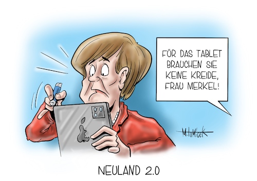 Cartoon: Neuland 2.0 (medium) by Mirco Tomicek tagged angela,merkel,schule,gipfel,schulgipfel,bildung,bildungsgipfel,corona,zeit,covid19,digitalisierung,digital,unterricht,esken,spd,bund,länder,berlin,pandemie,video,digitalpakt,pakt,förderprogramm,aufbau,infrastruktur,it,cartoon,karikatur,mirco,tomicek,angela,merkel,schule,gipfel,schulgipfel,bildung,bildungsgipfel,corona,zeit,covid19,digitalisierung,digital,unterricht,esken,spd,bund,länder,berlin,pandemie,video,digitalpakt,pakt,förderprogramm,aufbau,infrastruktur,it,cartoon,karikatur,mirco,tomicek