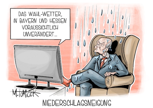 Cartoon: Niederschlagsneigung (medium) by Mirco Tomicek tagged landtagswahlen,wahlen,landtag,hessen,bayern,wahl,landtagswahl,cdu,csu,union,partei,söder,zdf,politbarometer,umfrage,regierung,niederschlag,olaf,scholz,ampel,ampelkoalition,karikatur,pressekarikatur,cartoon,mirco,tomicek,landtagswahlen,wahlen,landtag,hessen,bayern,wahl,landtagswahl,cdu,csu,union,partei,söder,zdf,politbarometer,umfrage,regierung,niederschlag,olaf,scholz,ampel,ampelkoalition,karikatur,pressekarikatur,cartoon,mirco,tomicek