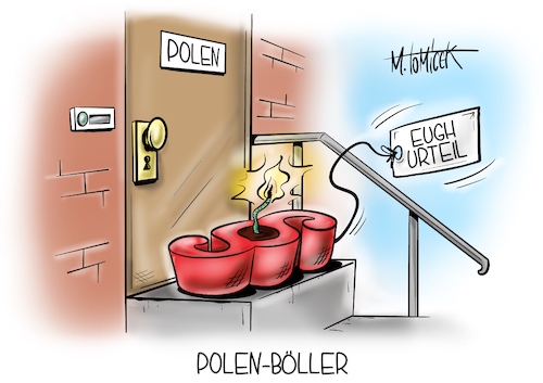 Cartoon: Polen-Böller (medium) by Mirco Tomicek tagged europäische,gerichtshof,eugh,polen,zahlung,zahlungen,tägliches,zwangsgeld,eine,million,euro,verurteilt,urteil,geld,finanzen,cartoon,karikatur,pressekarikatur,mirco,tomicek,europäische,gerichtshof,eugh,polen,zahlung,zahlungen,tägliches,zwangsgeld,eine,million,euro,verurteilt,urteil,geld,finanzen,cartoon,karikatur,pressekarikatur,mirco,tomicek