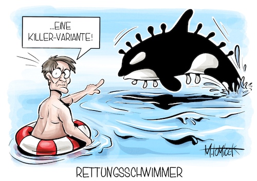 Cartoon: Rettungsschwimmer (medium) by Mirco Tomicek tagged kritik,bundesgesundheitsminister,karl,lauterbach,warnung,corona,variante,virus,killer,killervariante,killervarianten,varianten,coronavirus,urlaub,sommer,sommerurlaub,herbst,cartoon,karikatur,pressekarikatur,mirco,tomicek,kritik,bundesgesundheitsminister,karl,lauterbach,warnung,corona,variante,virus,killer,killervariante,killervarianten,varianten,coronavirus,urlaub,sommer,sommerurlaub,herbst,cartoon,karikatur,pressekarikatur,mirco,tomicek