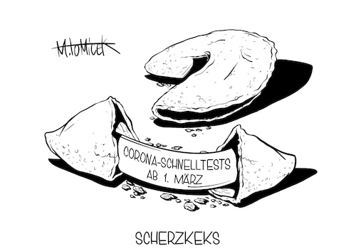 Cartoon: Scherzkeks (medium) by Mirco Tomicek tagged bundesgesundheitsminister,gesundheit,jens,spahn,märz,corona,schnelltest,schnelltests,test,schnell,testen,covid19,viren,virus,lockdown,shutdown,pandemie,selbsttest,kostenlos,kostenlose,virtuell,virtueller,aschermittwoch,ascher,mittwoch,digital,video,videokonferenz,olaf,scholz,glückskeks,keks,scherzkeks,wunsch,tests,cdu,cartoon,karikatur,pressekarikatur,mirco,tomicek,bundesgesundheitsminister,gesundheit,jens,spahn,märz,corona,schnelltest,schnelltests,test,schnell,testen,covid19,viren,virus,lockdown,shutdown,pandemie,selbsttest,kostenlos,kostenlose,virtuell,virtueller,aschermittwoch,ascher,mittwoch,digital,video,videokonferenz,olaf,scholz,glückskeks,keks,scherzkeks,wunsch,tests,cdu,cartoon,karikatur,pressekarikatur,mirco,tomicek