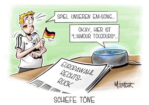 Cartoon: Schiefe Töne (medium) by Mirco Tomicek tagged rechtsrucks,rechte,parteien,afd,alternative,für,deutschland,europa,europawahl,rechts,rassistisch,vorfälle,song,amour,toujours,gigi,agostino,parolen,em,europameisterschaft,fußball,ter,stegen,cartoon,karikatur,pressekarikatur,mirco,tomicek,rechtsrucks,rechte,parteien,afd,alternative,für,deutschland,europa,europawahl,rechts,rassistisch,vorfälle,song,amour,toujours,gigi,agostino,parolen,em,europameisterschaft,fußball,ter,stegen,cartoon,karikatur,pressekarikatur,mirco,tomicek