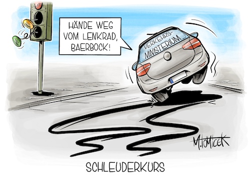 Cartoon: Schleuderkurs (medium) by Mirco Tomicek tagged grüne,fdp,ampel,koalition,ampelkoalition,bundesregierung,regierung,autobahn,bahn,bahnstrecke,straße,straßenausbau,baustellen,baustelle,ausbesserung,verkehr,autos,straßen,karikatur,pressekarikatur,cartoon,mirco,tomicek,grüne,fdp,ampel,koalition,ampelkoalition,bundesregierung,regierung,autobahn,bahn,bahnstrecke,straße,straßenausbau,baustellen,baustelle,ausbesserung,verkehr,autos,straßen,karikatur,pressekarikatur,cartoon,mirco,tomicek