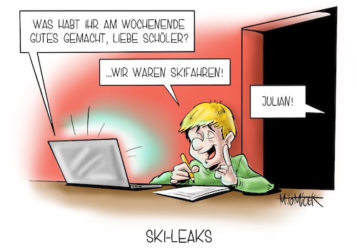 Cartoon: Ski-Leaks (medium) by Mirco Tomicek tagged ski,chaos,skifahren,snowboarden,skifahrt,rodeln,schlittenfahren,winterberg,wintergebiet,schnee,schneegebiet,skigebiete,skigebiet,skipiste,piste,winter,klasse,schule,schüler,lehrer,präsenzunterricht,unterricht,digital,online,distanzunterricht,lockdown,shutdown,öffnung,öffnen,geschlossen,schließen,winterferien,ferien,verlängerung,homeschooling,schooling,julian,assange,leaks,wikileaks,cartoon,karikatur,pressekarikatur,mirco,tomicek,ski,chaos,skifahren,snowboarden,skifahrt,rodeln,schlittenfahren,winterberg,wintergebiet,schnee,schneegebiet,skigebiete,skigebiet,skipiste,piste,winter,klasse,schule,schüler,lehrer,präsenzunterricht,unterricht,digital,online,distanzunterricht,lockdown,shutdown,öffnung,öffnen,geschlossen,schließen,winterferien,ferien,verlängerung,homeschooling,schooling,julian,assange,leaks,wikileaks,cartoon,karikatur,pressekarikatur,mirco,tomicek