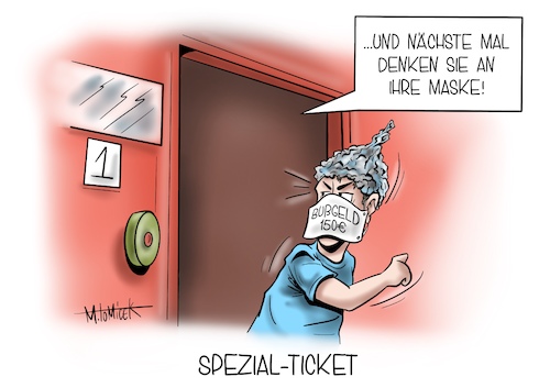 Cartoon: Spezial-Ticket (medium) by Mirco Tomicek tagged bußgeld,150,euro,nrw,nordrhein,westfalen,maskenpflicht,masken,maske,mundschutz,schutz,muffel,bus,bahn,zug,db,deutsche,corona,covid19,virus,anstecken,infiziert,aluhelm,alu,straße,zahlen,zahlung,cartoon,karikatur,mirco,tomicek,bußgeld,150,euro,nrw,nordrhein,westfalen,maskenpflicht,masken,maske,mundschutz,schutz,muffel,bus,bahn,zug,db,deutsche,corona,covid19,virus,anstecken,infiziert,aluhelm,alu,straße,zahlen,zahlung,cartoon,karikatur,mirco,tomicek