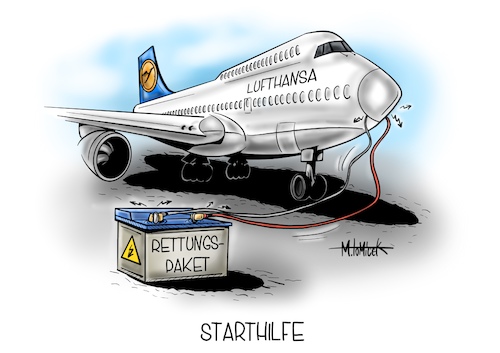 Cartoon: Starthilfe (medium) by Mirco Tomicek tagged lufthansa,rettungspaket,starthilfe,eu,deutschland,aktionäre,flughafen,flugzeug,paket,rettung,hilfe,luftfahrt,karikatur,cartoon,mirco,tomicek,lufthansa,rettungspaket,starthilfe,eu,deutschland,aktionäre,flughafen,flugzeug,paket,rettung,hilfe,luftfahrt,karikatur,cartoon,mirco,tomicek