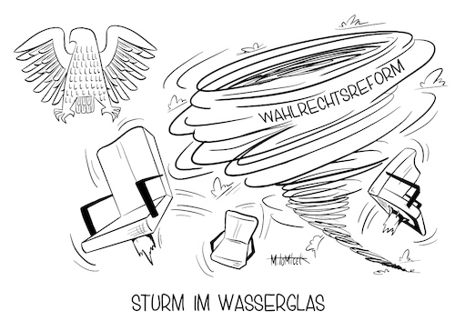 Cartoon: Sturm im Wasserglas (medium) by Mirco Tomicek tagged koalition,bundestag,wahlrechtsreform,wahlrecht,reform,groß,wahlen,wachsen,reformiert,bund,sitze,abgeordnete,politiker,mitglieder,mdb,sturm,sturmtief,koalitionsspitze,karikatur,cartoon,mirco,tomicek,koalition,bundestag,wahlrechtsreform,wahlrecht,reform,groß,wahlen,wachsen,reformiert,bund,sitze,abgeordnete,politiker,mitglieder,mdb,sturm,sturmtief,koalitionsspitze,karikatur,cartoon,mirco,tomicek