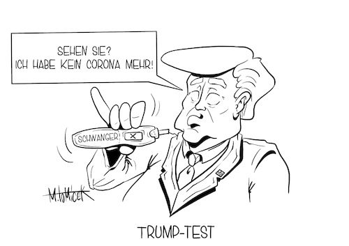 Cartoon: Trump-Test (medium) by Mirco Tomicek tagged donald,trump,usa,us,präsident,president,amerika,wahlkampf,wahl,wahlen,election,corona,covid19,infektion,krank,erkrankt,verharmlost,maske,maskenpflicht,imun,test,testen,coronatest,imunität,wahlkampfmodus,florida,cartoon,karikatur,karikaturen,pressekarikatur,mirco,tomicek,donald,trump,usa,us,präsident,president,amerika,wahlkampf,wahl,wahlen,election,corona,covid19,infektion,krank,erkrankt,verharmlost,maske,maskenpflicht,imun,test,testen,coronatest,imunität,wahlkampfmodus,florida,cartoon,karikatur,karikaturen,pressekarikatur,mirco,tomicek