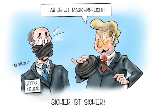 Cartoon: Trumps Maskenpflicht (medium) by Mirco Tomicek tagged donald,trump,masken,maskenpflicht,us,präsident,corona,covid19,usa,amerika,schutz,gesundheit,virus,tröpfchen,schweigen,opposition,gegener,karikatur,cartoon,mirco,tomicek,donald,trump,masken,maskenpflicht,us,präsident,corona,covid19,usa,amerika,schutz,gesundheit,virus,tröpfchen,schweigen,opposition,gegener,karikatur,cartoon,mirco,tomicek