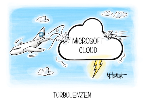 Cartoon: Turbulenzen (medium) by Mirco Tomicek tagged microsoft,cloud,störung,störungen,it,computer,cybersecurity,software,update,crowdstrike,lufthansa,berlin,flughafen,flugezuge,flug,karikatur,cartoon,pressekarikatur,mirco,tomicek,microsoft,cloud,störung,störungen,it,computer,cybersecurity,software,update,crowdstrike,lufthansa,berlin,flughafen,flugezuge,flug,karikatur,cartoon,pressekarikatur,mirco,tomicek