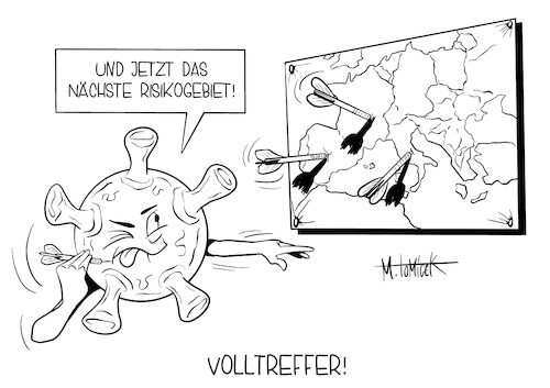 Cartoon: Volltreffer! (medium) by Mirco Tomicek tagged corona,covid19,risiko,risikogebiete,reise,reisewarnung,warnung,warnungen,urlaub,trip,verreisen,risikogebieten,fahrt,ausflug,ferien,kurzurlaub,europa,eu,bundesregierung,regnionen,länder,karikatur,cartoon,mirco,tomicek,corona,covid19,risiko,risikogebiete,reise,reisewarnung,warnung,warnungen,urlaub,trip,verreisen,risikogebieten,fahrt,ausflug,ferien,kurzurlaub,europa,eu,bundesregierung,regnionen,länder,karikatur,cartoon,mirco,tomicek