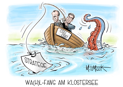 Cartoon: Wahl-fang am Klostersee (medium) by Mirco Tomicek tagged csu,cdu,union,landesgruppe,sommerklausur,klausur,sommer,kloster,andechs,wahlkampf,wahl,wahlkampfsommer,markus,söder,friedrich,merz,afd,klostersee,karikatur,pressekarikatur,cartoon,mirco,tomicek,csu,cdu,union,landesgruppe,sommerklausur,klausur,sommer,kloster,andechs,wahlkampf,wahl,wahlkampfsommer,markus,söder,friedrich,merz,afd,klostersee,karikatur,pressekarikatur,cartoon,mirco,tomicek