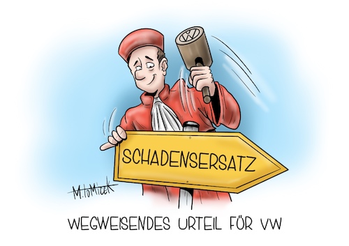 Cartoon: Wegweisendes Urteil für VW (medium) by Mirco Tomicek tagged vw,bgh,gericht,schadenersatz,schadensersatz,urteil,volkswagen,bundesgerichtshof,richter,vw,bgh,gericht,schadenersatz,schadensersatz,urteil,volkswagen,bundesgerichtshof,richter