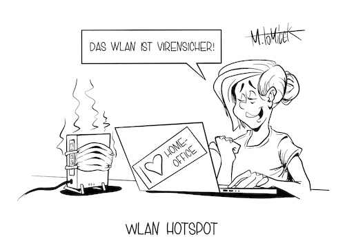 Cartoon: Wlan Hotspot (medium) by Mirco Tomicek tagged corona,krise,covid19,pandemie,home,office,homeoffice,digital,kriminelle,deutschland,it,sicherheitsbehörde,hacker,trojaner,viren,virus,computervirus,antivirus,mundschutz,mundnasenschutz,maske,zuhause,arbeit,arbeiten,arbeitsplatz,sicherheit,online,pc,computer,haus,router,wlan,netz,5g,netzausbau,netzsicherheit,security,cartoon,karikatur,pressekarikatur,mirco,tomicek,corona,krise,covid19,pandemie,home,office,homeoffice,digital,kriminelle,deutschland,it,sicherheitsbehörde,hacker,trojaner,viren,virus,computervirus,antivirus,mundschutz,mundnasenschutz,maske,zuhause,arbeit,arbeiten,arbeitsplatz,sicherheit,online,pc,computer,haus,router,wlan,netz,5g,netzausbau,netzsicherheit,security,cartoon,karikatur,pressekarikatur,mirco,tomicek