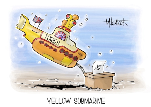 Cartoon: Yellow Submarine (medium) by Mirco Tomicek tagged gb,großbritannien,wahl,wahlen,tories,labour,machtwechsel,wahllokal,keir,starmer,uk,united,kingdom,rishi,sunak,yellow,submarine,the,beatles,karikatur,pressekarikatur,cartoon,mirco,tomicek,gb,großbritannien,wahl,wahlen,tories,labour,machtwechsel,wahllokal,keir,starmer,uk,united,kingdom,rishi,sunak,yellow,submarine,the,beatles,karikatur,pressekarikatur,cartoon,mirco,tomicek