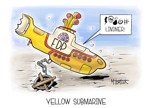 Cartoon: Yellow Submarine (medium) by Mirco Tomicek tagged bundestagswahl,btw,wahl,neuwahl,neuwahlen,wahlen,ergebnisse,fdp,christian,lindner,rücktritt,rückzug,zurückgetreten,the,beatles,yellow,submarine,karikatur,pressekarikatur,cartoon,mirco,tomicek,bundestagswahl,btw,wahl,neuwahl,neuwahlen,wahlen,ergebnisse,fdp,christian,lindner,rücktritt,rückzug,zurückgetreten,the,beatles,yellow,submarine,karikatur,pressekarikatur,cartoon,mirco,tomicek