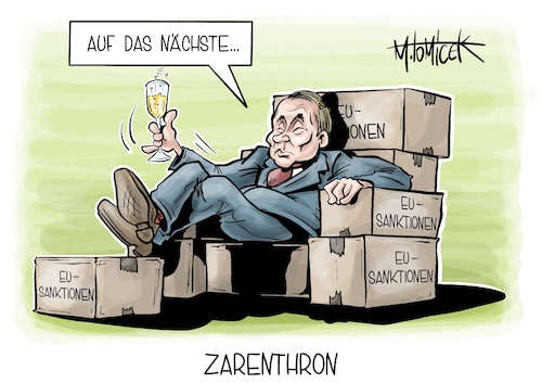 Cartoon: Zarenthron (medium) by Mirco Tomicek tagged eu,sanktionen,sanktion,staaten,sanktionspaket,paket,russland,öl,ölimport,ölpreisdeckel,wladimir,putin,cartoon,karikatur,pressekarikatur,mirco,tomicek,eu,sanktionen,sanktion,staaten,sanktionspaket,paket,russland,öl,ölimport,ölpreisdeckel,wladimir,putin,cartoon,karikatur,pressekarikatur,mirco,tomicek